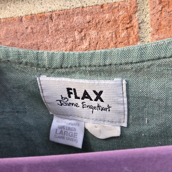 Flax Oversized Long Tunic Top Sage Green Large - Picture 3 of 6